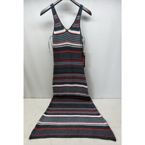 ROCK & ROLL Denim Knit Dress Sleeveless Long Multi-Color Stripe Womens Small